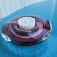 Teelicht   Mdina Glas Malta rot rosa