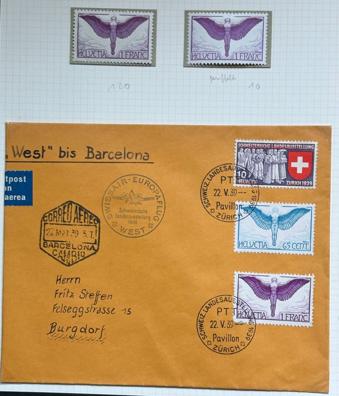 Alle Briefmarken: FLUGPOST BRIEFMARKEN – Gebraucht aus Ostermundigen von Heavenmaus75