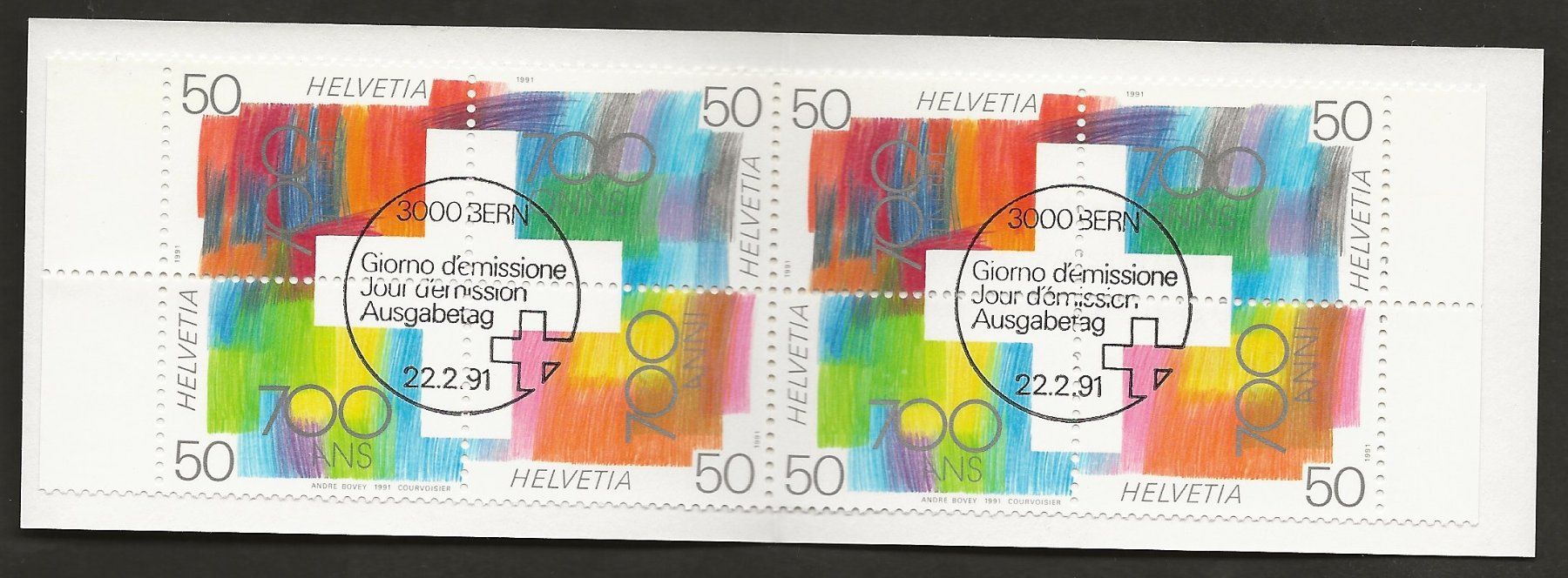 Tutti i francobolli: 1991 Schweiz Markenheftchen gestempelt Bern FD Kat. 20.- – Usato da Au ZH venduto da xelagreb01