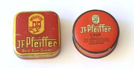 2 antike Blechdosen Farbband J.F. Pfeiffer 1908 Schweiz