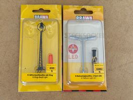 Brawa 4595 + 83002 Flutlicht Stecksockel N