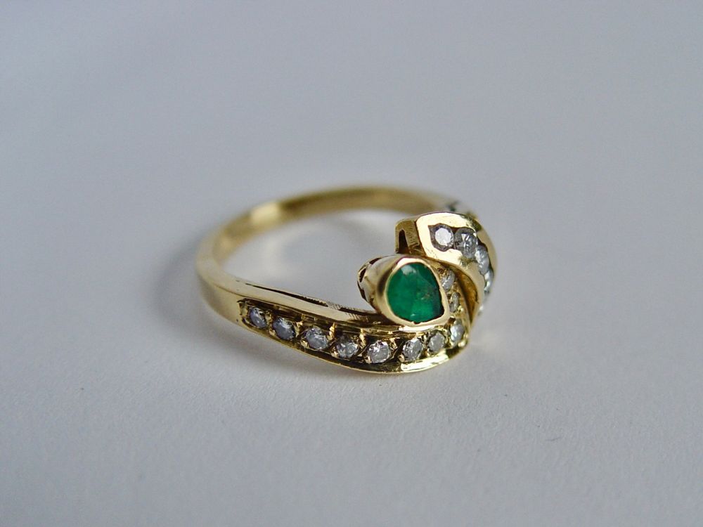 Gin & Grace 10K Gelbgold Ring – Mit Natürlichem Smaragd & Diamanten, Versprechensring Für Frauen, 1,73g