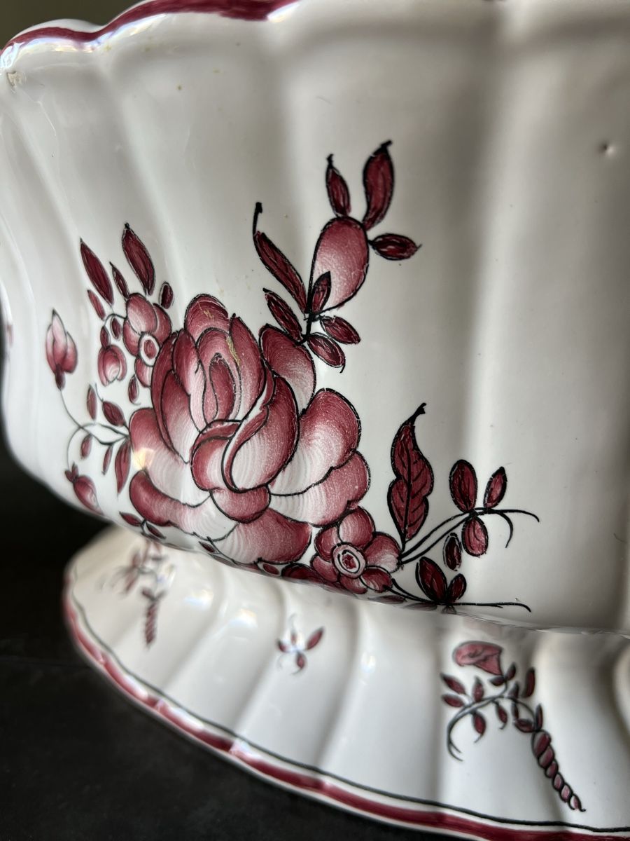 Vasi & Recipienti: Jardinière en faïence finement décorée de fleurs polychromes – Usato da Nyon venduto da stylevintage79 4