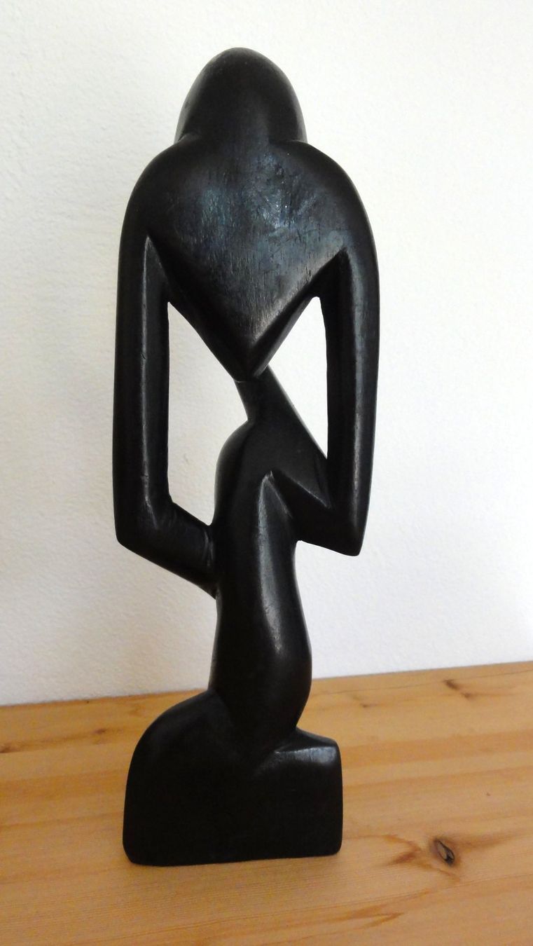 Statuette: Handgeschnitzte Figur aus Hartholz, denkender Mann – Usato da Samedan venduto da chickenrun01 1