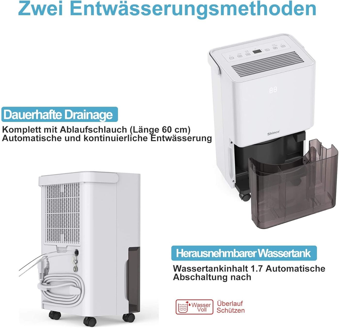 Deumidificatori: Luftentfeuchter elektrisch 10L mit Filter und Ablaufschlauch – Nuovo e nell'imballaggio originale da Hundwil venduto da Pakethase 5