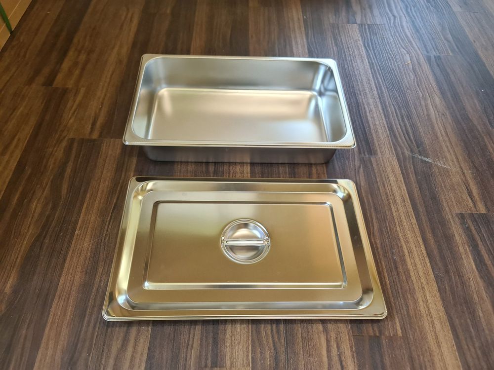 GOMETY 3 Stück Behälter 1/6 Edelstahl mit Deckel, 17,6 x 16,2 x 10 cm tiefe Pfannen Hotelpfannen 100 mm Höhe Warmhaltebehälter Essen Stapelbare Frischhaltebehälter Hitzebeständiger Gastro Behälter