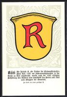 Rüti, Wappen auf Schilf-Ornamenten, See