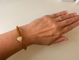 Cordel-Armband Herz Silber 925 Zirkonia