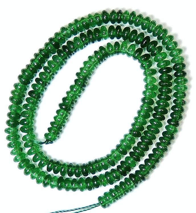 1 Strang echte Smaragd Rondellen Perlen 4 x 2 mm (Neu (gemäss ...