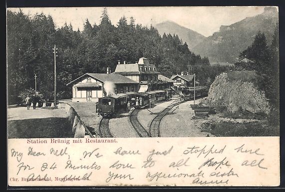 Cartoline postali: Brünig, Bahnhof der Bergbahn mit Restau – Usato da Berlin venduto da bartko-reher