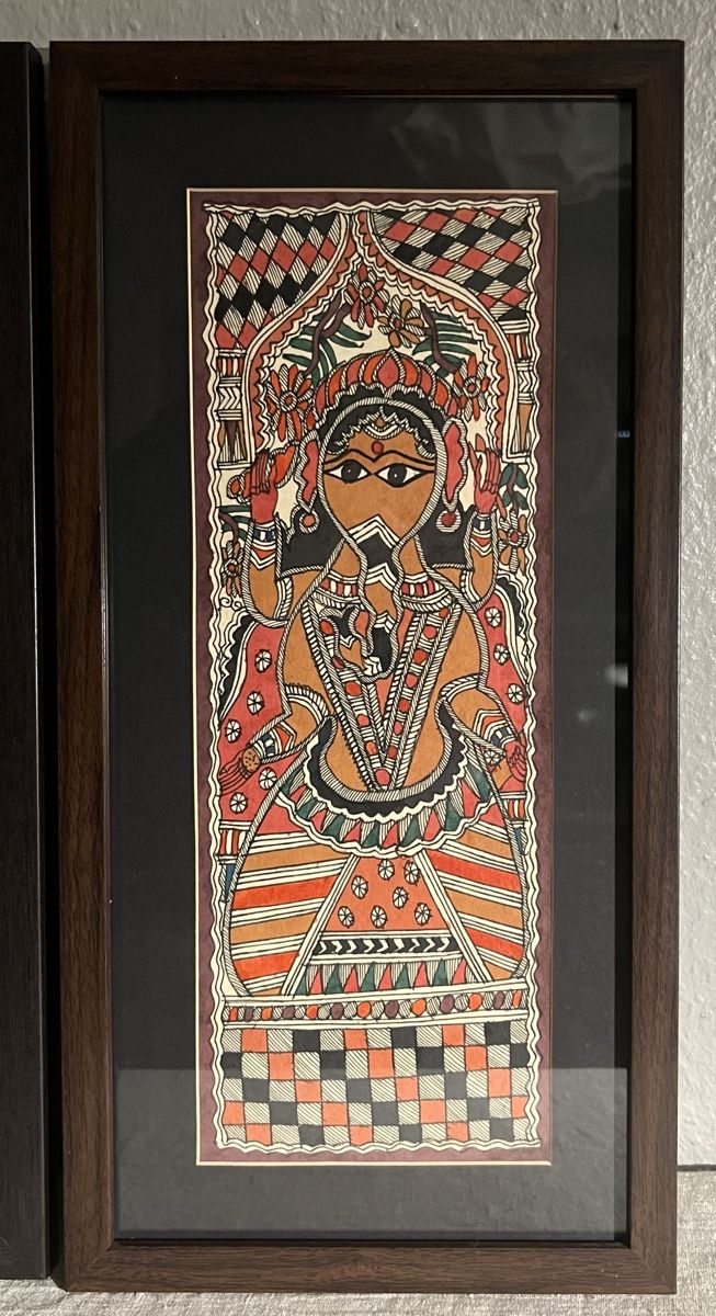 Dipinti: 3 peintures Madhubani Inde divinités, encadrées – Usato da Genève venduto da DELIRBEADS 3