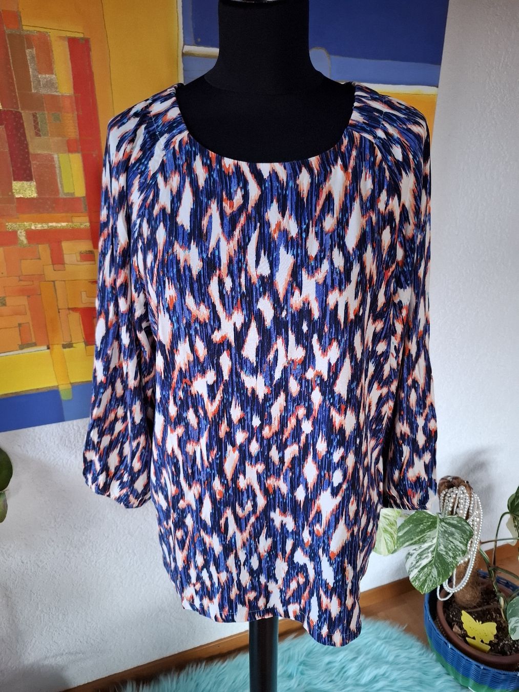 Tuniche: Damen Bluse tunika Gr L 40 42 Blau Orange trendy basic 3000 – Usato da Vinelz venduto da sonnenmond77 3