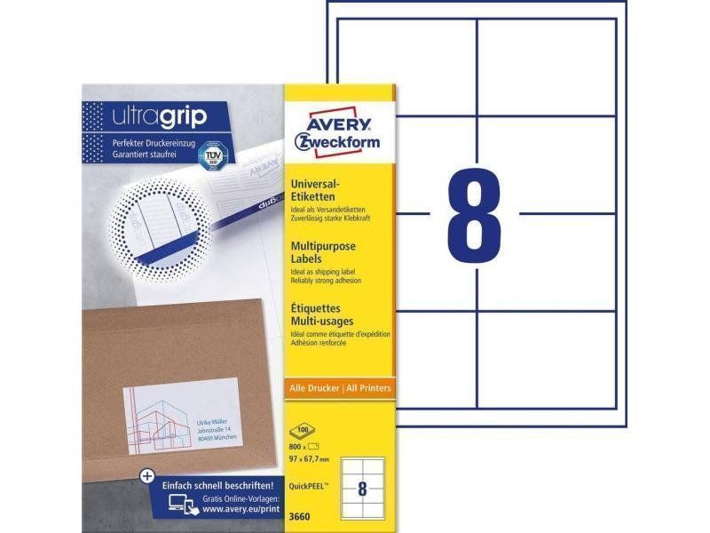 Aufkleber: Etiketten 97x67.7mm A4 8/Blatt 100Blatt – Neu (gemäss Beschreibung) aus Aadorf von CitySun