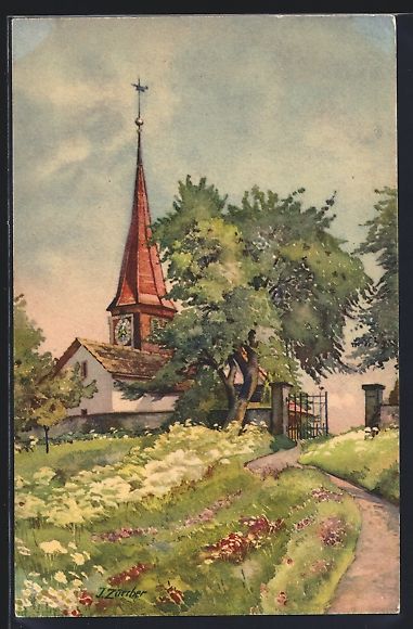 Cartoline postali: Witikon, Blick auf die Kirche – Usato da Berlin venduto da bartko-reher
