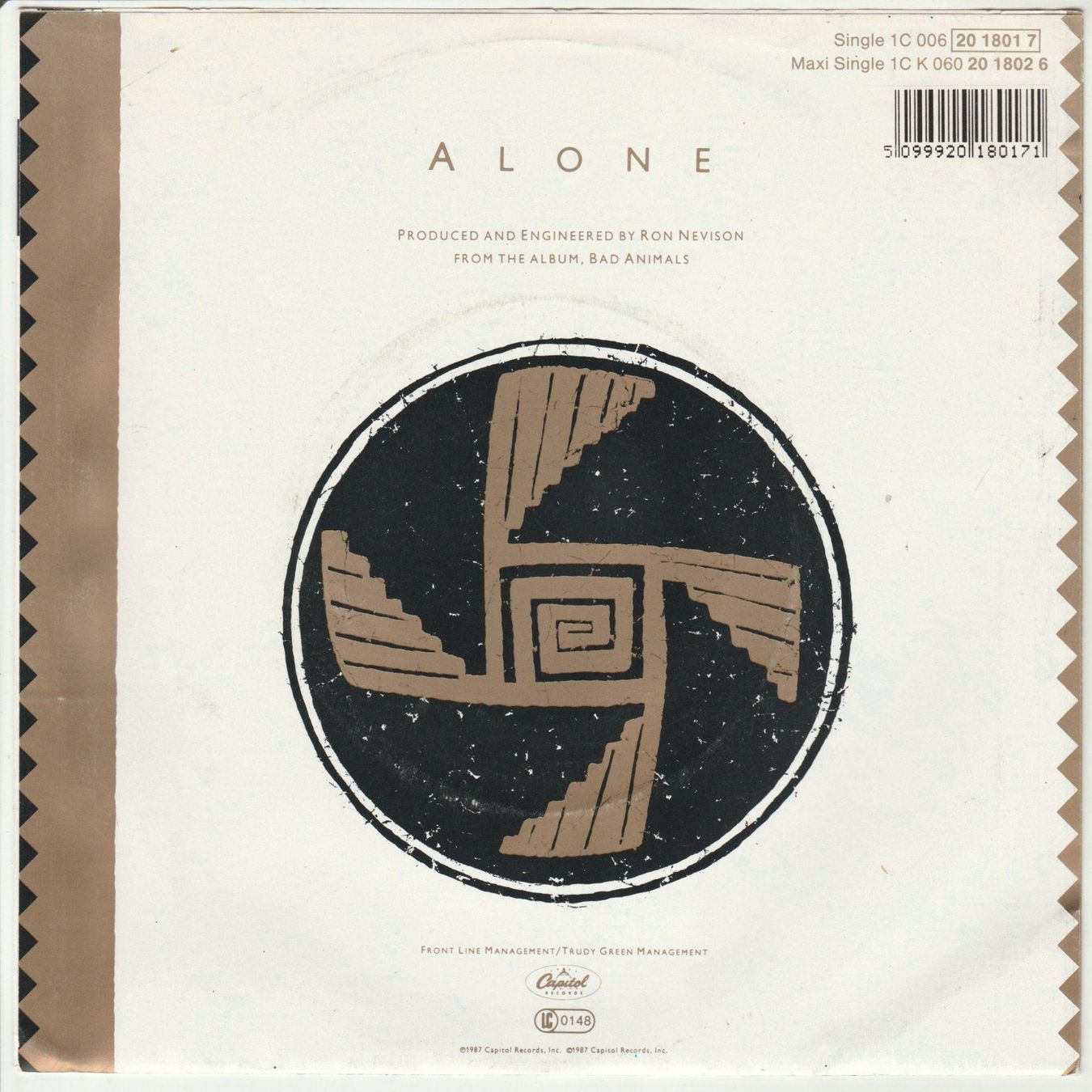 Schallplatten: Heart - Alone 7" Vinyl 1987 – Gebraucht aus Tübach von JamesStone 1