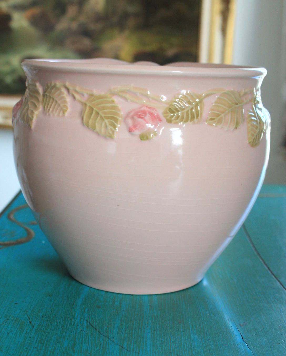 Vasi per fiori: Keramik Cache-Pot / ÜBERTOPF mit Rosendekor  17cm hoch – Usato da Rebstein venduto da QuasarVincent 1