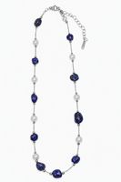 Natursteinkette Edelstahl 46+5cm, dunkelblaue Lapislazuli