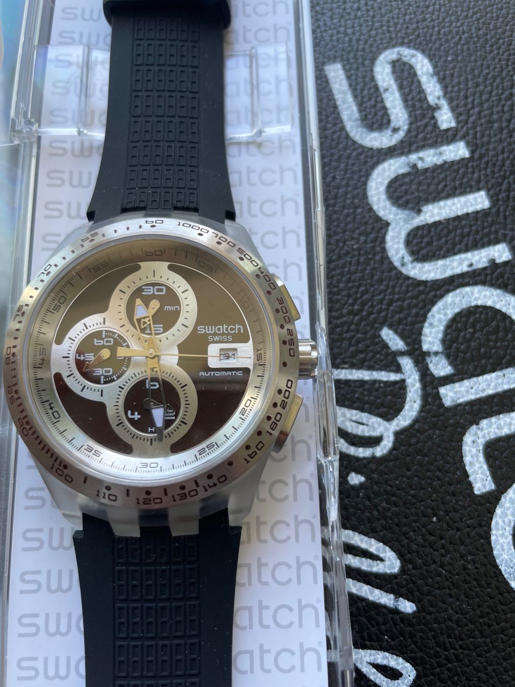 Swatch Uhren: Swatch Uhr Chrono Automatic Right Track Brown SVGK408 – Neu (gemäss Beschreibung) aus Orpund von Dracaris77 1