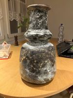 Vintage Keramik Vase, braun-weiss,