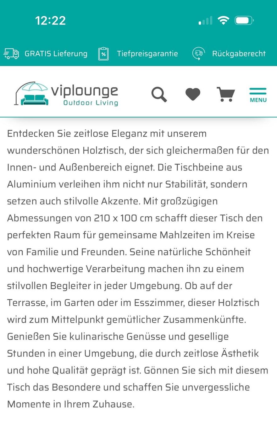 Tavoli: Gartentisch Alu und Echtholz – Usato da Adligenswil venduto da LaLaLand 2