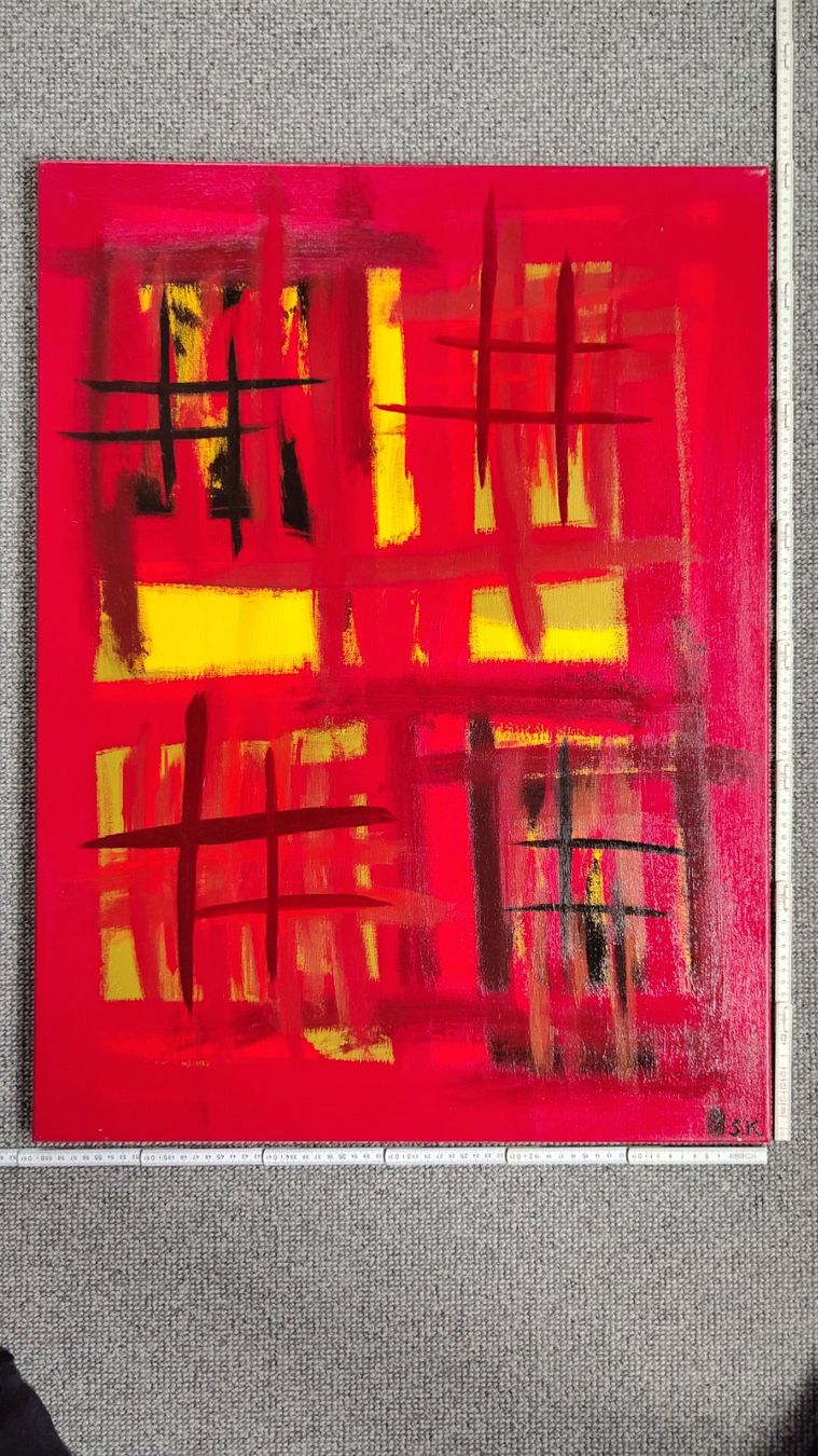 Gemälde: Abstraktes Acrylbild, handgemalt 60x80cm – Gebraucht aus Ballwil von bom_ar