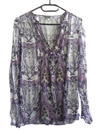 Gr. 38 SEIDE Tunika-Bluse von MARC O'POLO violett grau-Töne