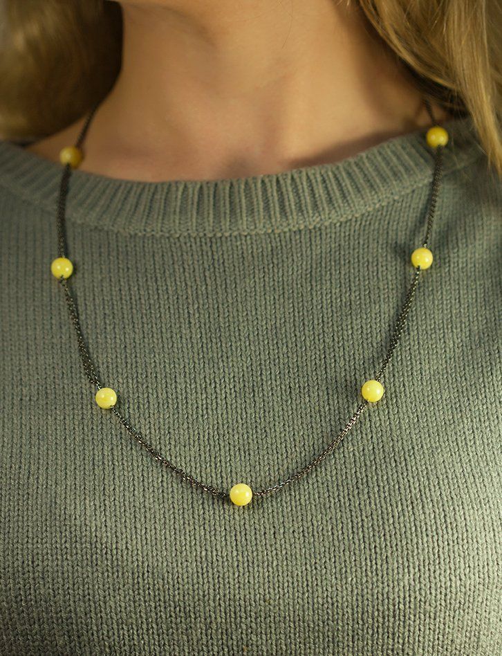 Catenine: Doppelte Silberkette mit Bernsteinen, 68 cm – Nuovo (secondo la descrizione) da Basel venduto da Thymia 3