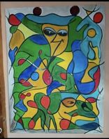 Original Gemälde gross 90×120 Zurkuswelt, Signiert handmade