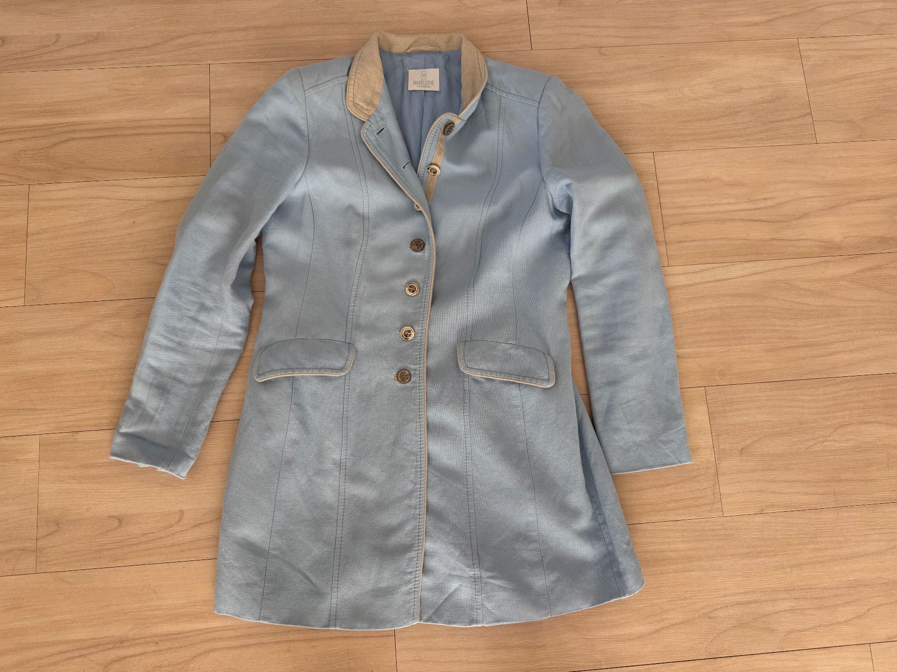 Madeleine Giacche: Madeleine Long-Blazer Gr.40 hellblau / Leinen Baumwolle – Usato da Zollikon venduto da dorean 3