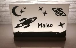 Nachtlicht mit LED-Band (Sujet Rakete im Weltall)