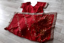 Sari mit Stickereien und Pailletten  -  neu