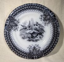 Ancienne assiette INDIA V&B, décor oiseaux/fontaine, 1860