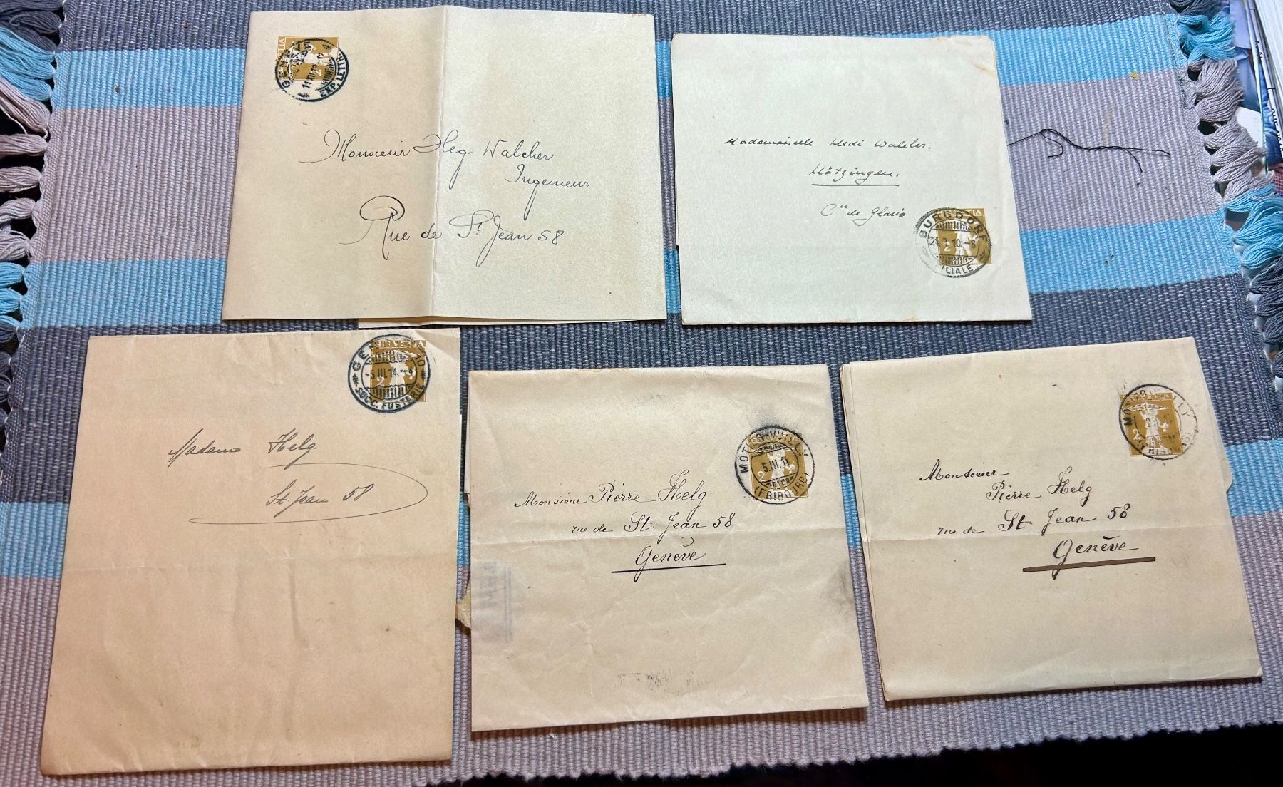 Alle Briefmarken: 5 bandes à journaux à 2 ct – Gebraucht aus Petit-Lancy von Pierre_le_voyageur