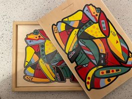 Farbenfrohes Puzzle in Holz Schatulle - 22 x 32 cm