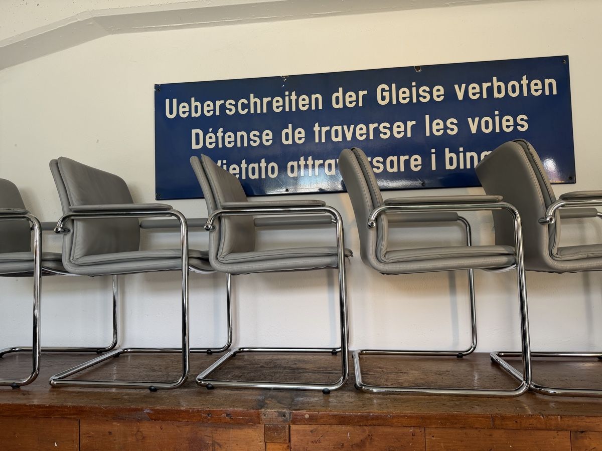 Sedie: Freischwinger echt Leder 6 Stück Stühle – Usato da Rüegsbach venduto da Tinus3418 3