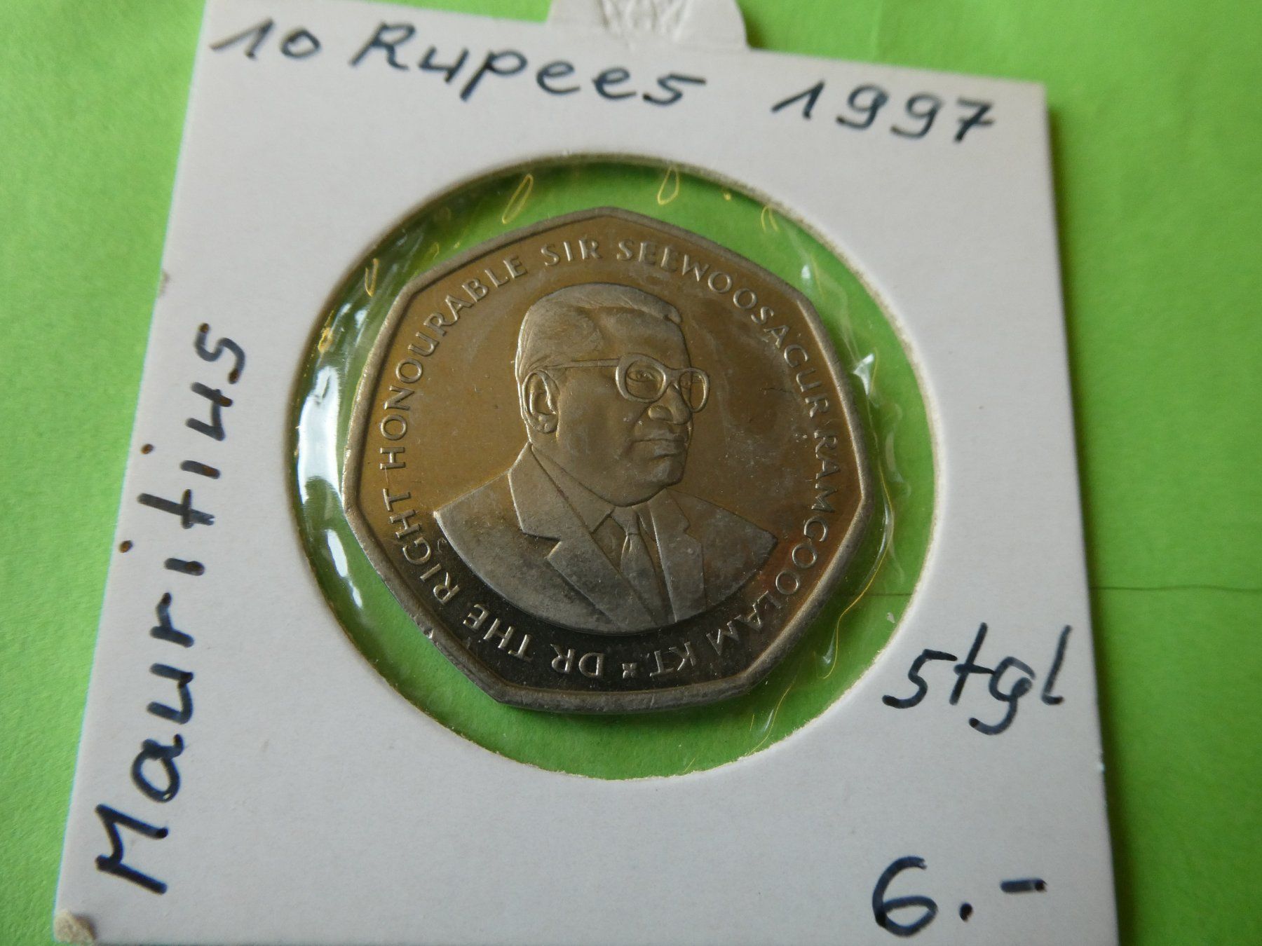 Tutti le monete: Mauritius 1997, 10 Rupees     stgl – Usato da Hinterforst venduto da Rohusri
