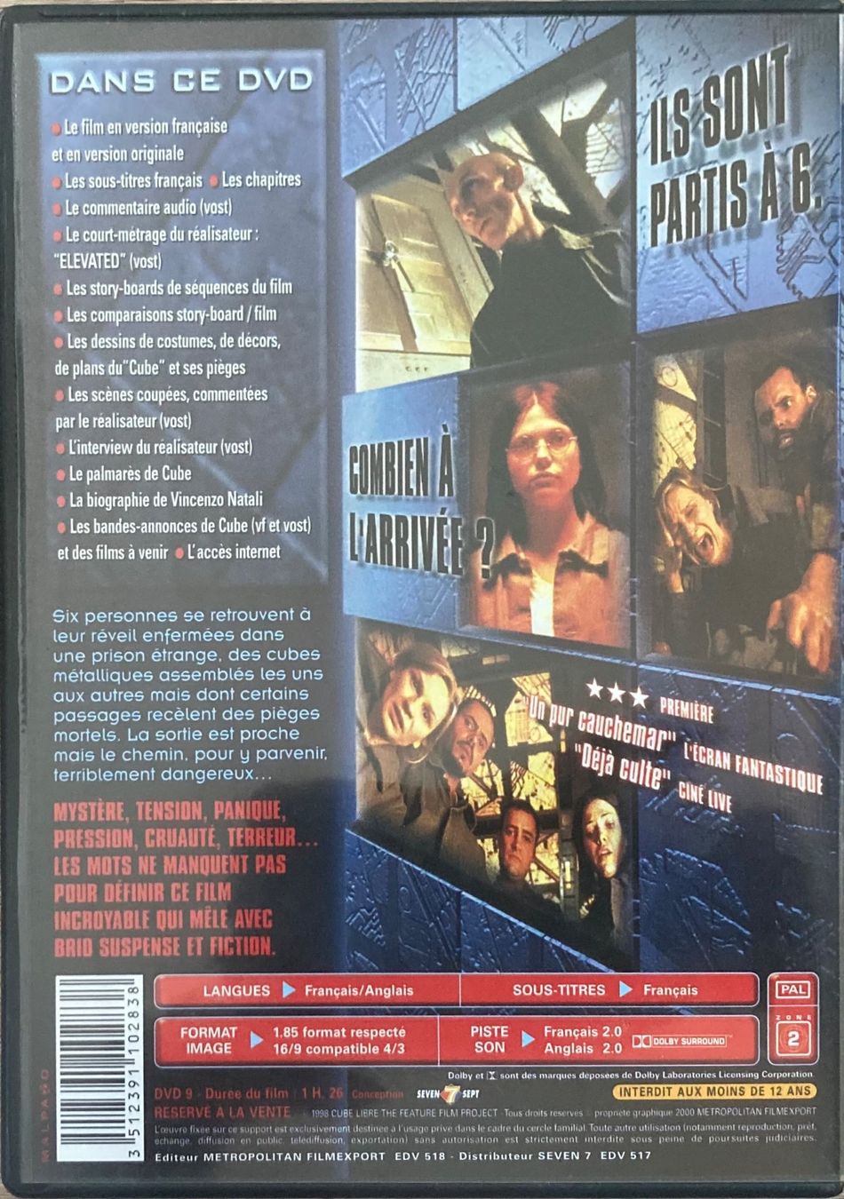 Alle DVDs: CUBE (NE CHERCHEZ PAS UNE RAISON. CHERCHEZ UNE ISSUE.) – Gebraucht aus Poliez-Pittet von Newtown-Records 1