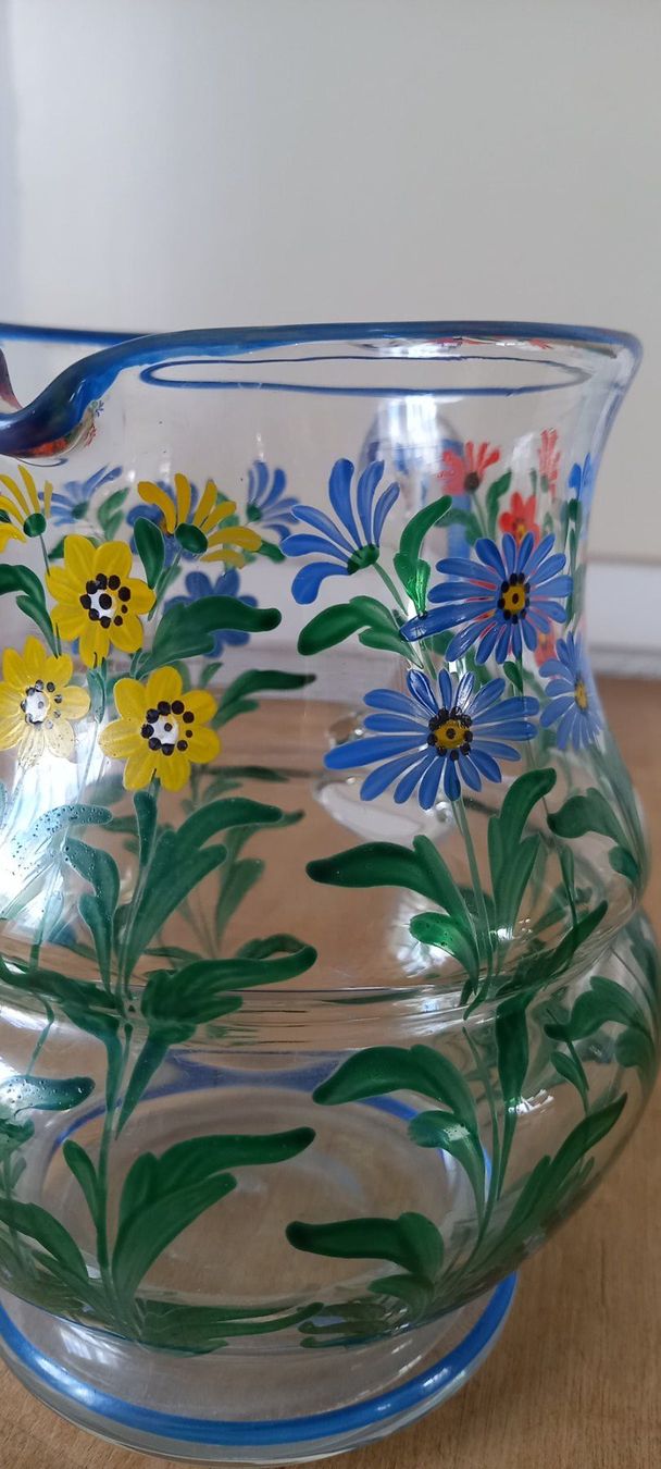 Geschirrsets: glas krug mit gläser,handbemalt – Neu (gemäss Beschreibung) aus Höri von bsc_68fw 8