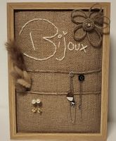 Présentoir à bijoux bois et toile bon état décoratif