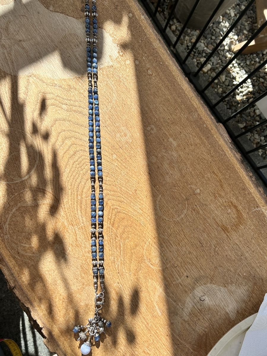 Catenine: Halskette Silber 925 Blau Statementkette Boho Ethno I – Usato da Trin venduto da kreadiva