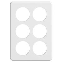 Feller UP Abdeckplatte STANDARDdue 3×2 weiss 6×Ø50