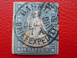 Strubel: 23Cd (grünlichblau), Randstück von BASEL, Luxus!