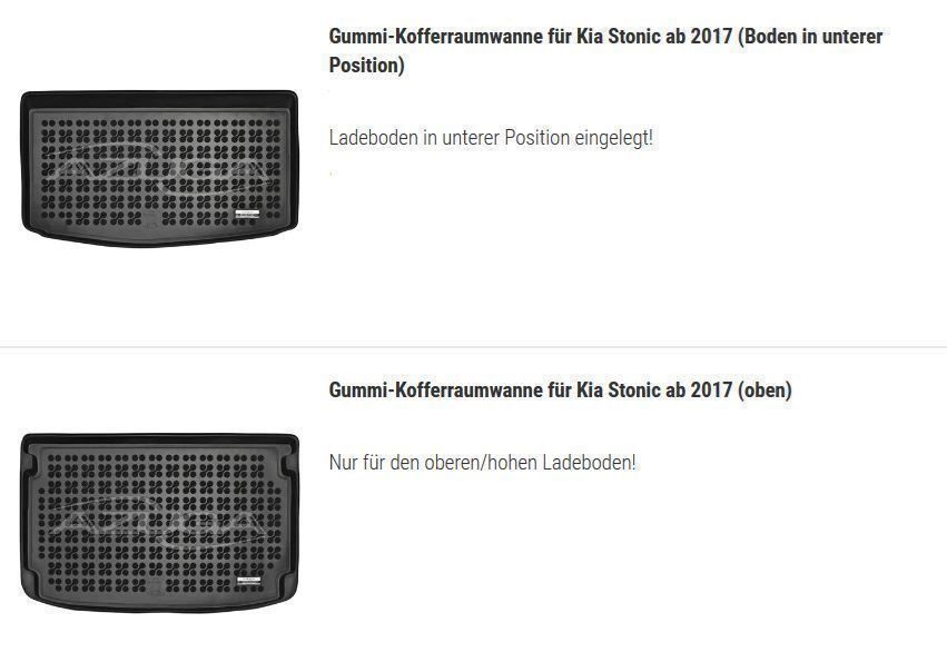 Kia Tappeti & Tappetini: 3D Kofferraumwanne Kia Stonic ab 2017- – Nuovo (secondo la descrizione) da Rielasingen-Worblingen venduto da Autogummimatten 3
