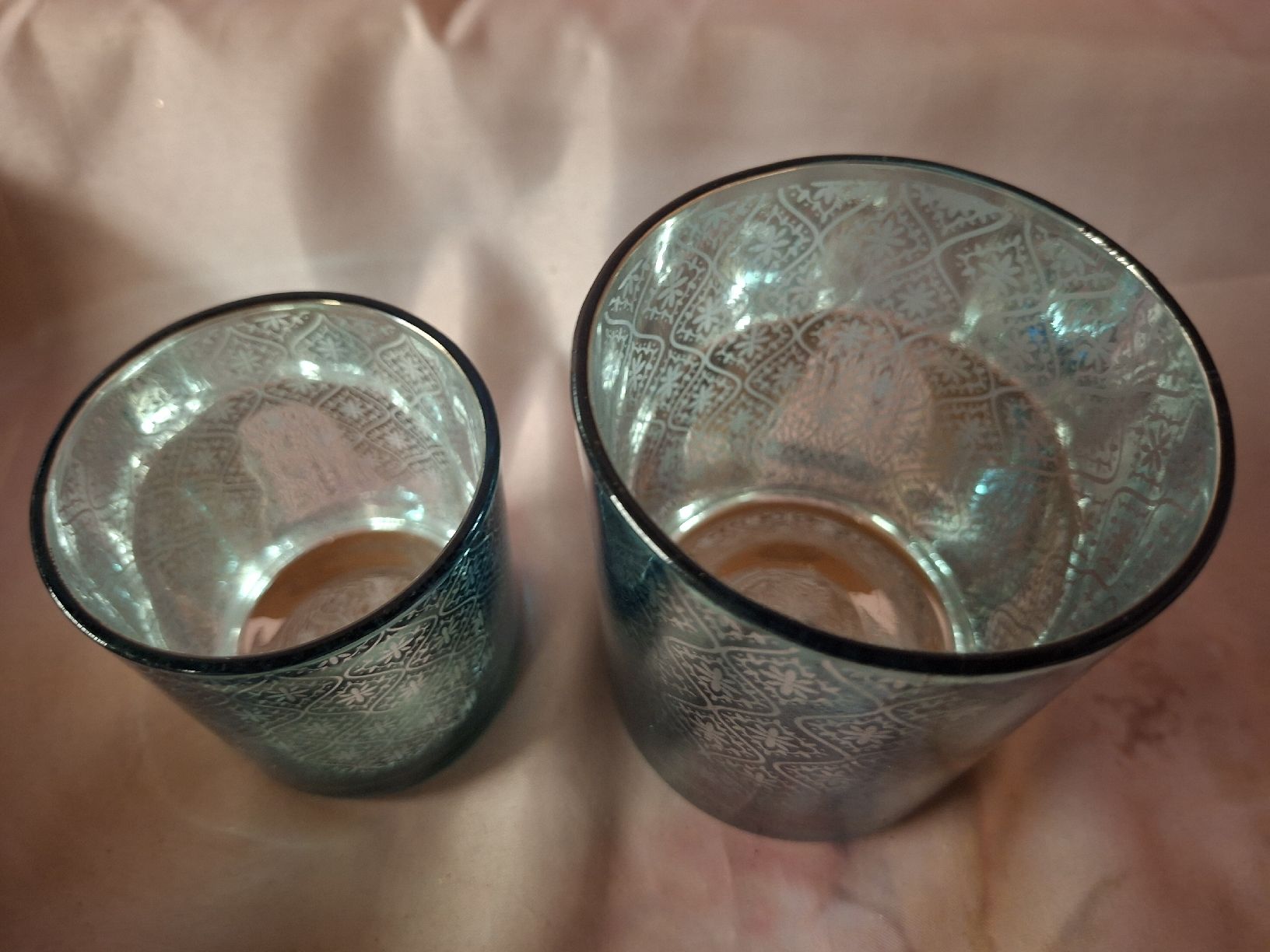 Kerzenständer: neu: 2 Windlichter aus Glas silberblau mit Muster – Neu (gemäss Beschreibung) aus Nassen von verrueckt 1