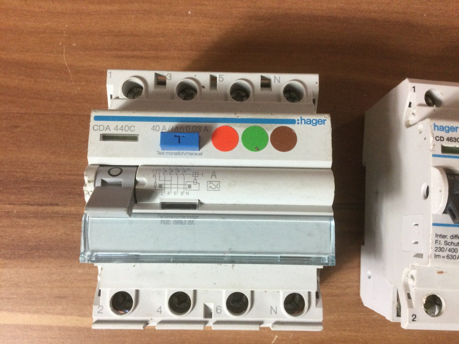 Hager Schalter: Gebrauchte Hager CDA 440C 40 A & CD 463C  63A FI-Schalter – Gebraucht aus Wangen SZ von kuriosum12 2