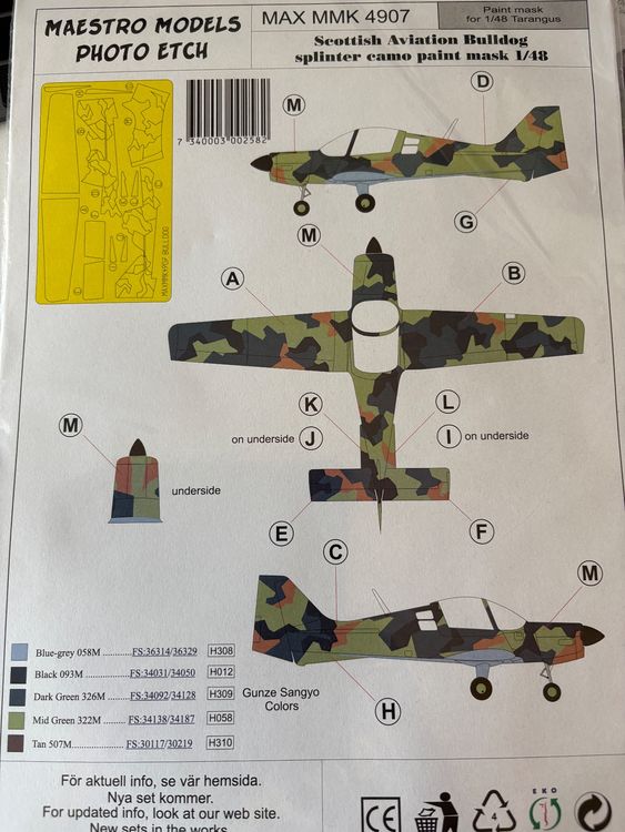 1/48 SA BULLDOG SPLINTER CAMO MASK FÜR TARANGUS | Kaufen auf Ricardo