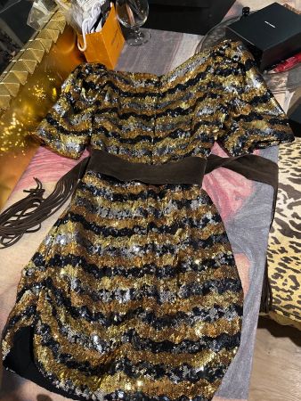 Golden sequin cocktail dress