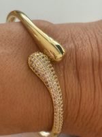 Luxus Elegante  Armreif Armband Farbe :Gold Zirkonia Weiss