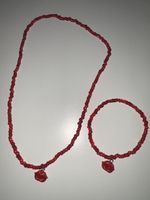 Rote Perlenkette mit Armband, Handmade Unikat Schmuck
