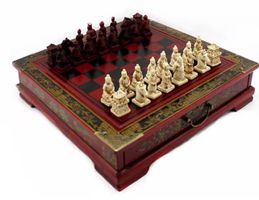Chinesische Terrakotta-Krieger Retro-Schachspiel aus Holz